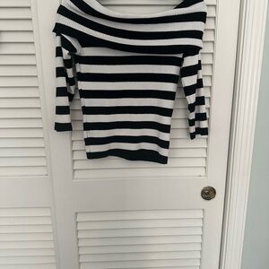 Black and White Striped Women's Sweater